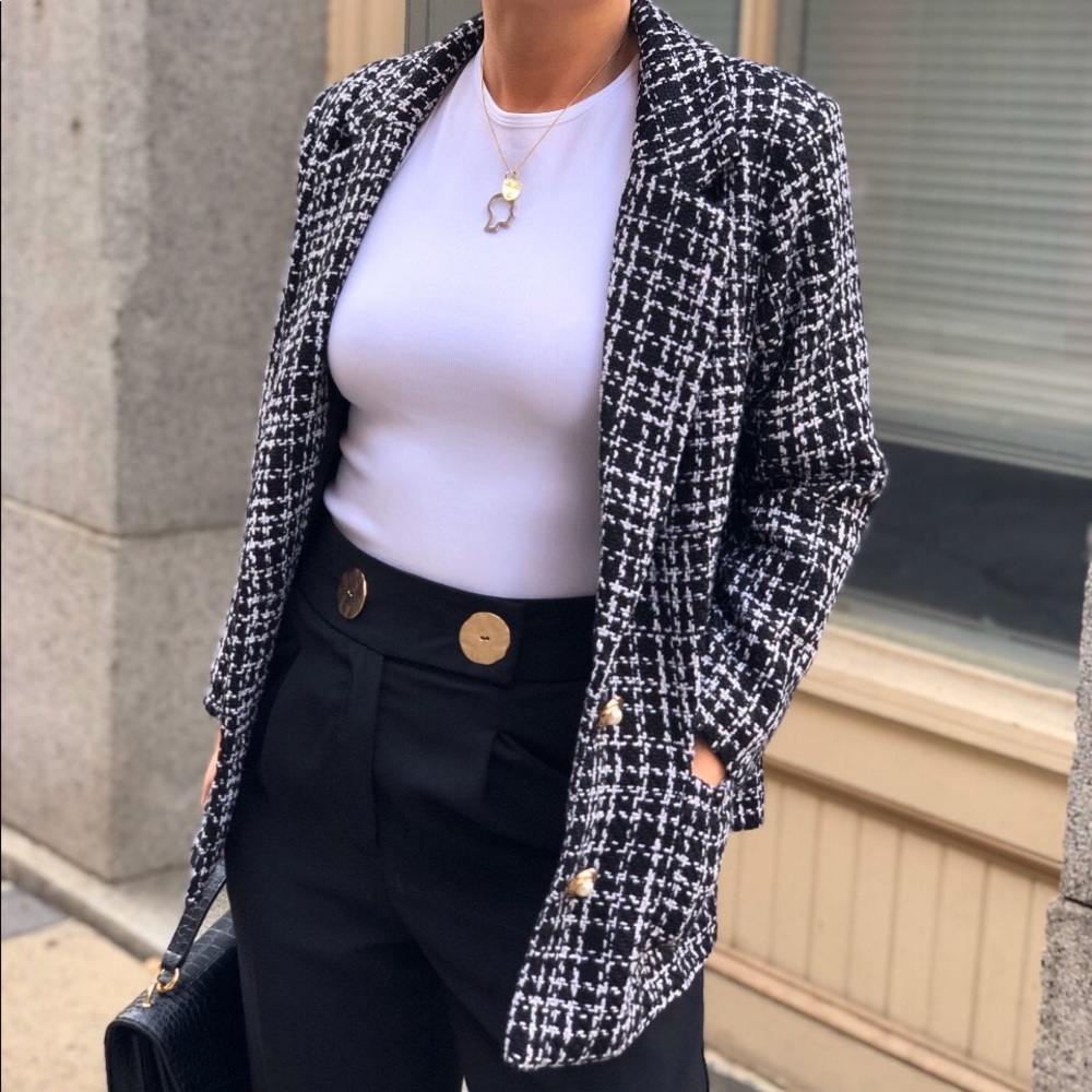 Honey Punch Tweed Blazer - Black & White - Picture 8 of 8